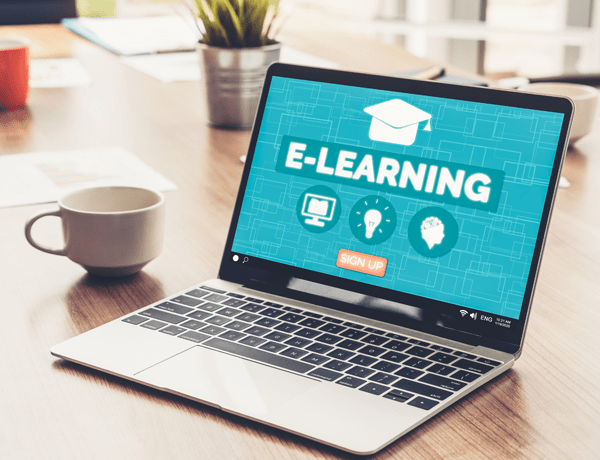 E-learning sign up at laptop