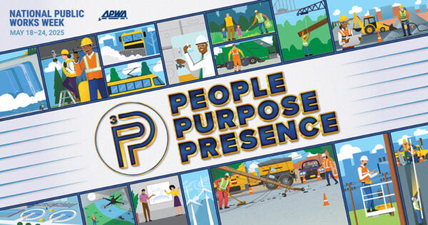an illustration representing the 2025 APWA National Public Works Week theme "People, Purpose, Presence"