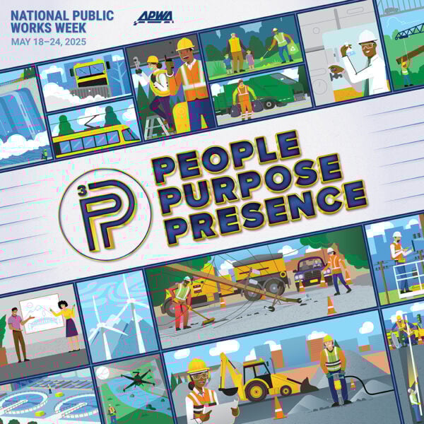 an illustration representing the 2025 APWA National Public Works Week theme "People, Purpose, Presence"