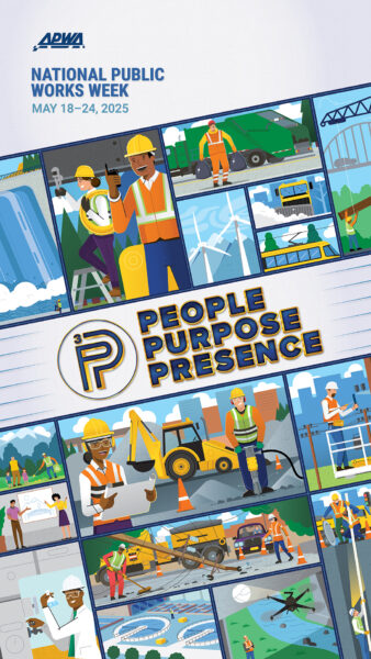 an illustration representing the 2025 APWA National Public Works Week theme "People, Purpose, Presence"