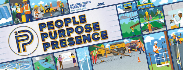 an illustration representing the 2025 APWA National Public Works Week theme "People, Purpose, Presence"