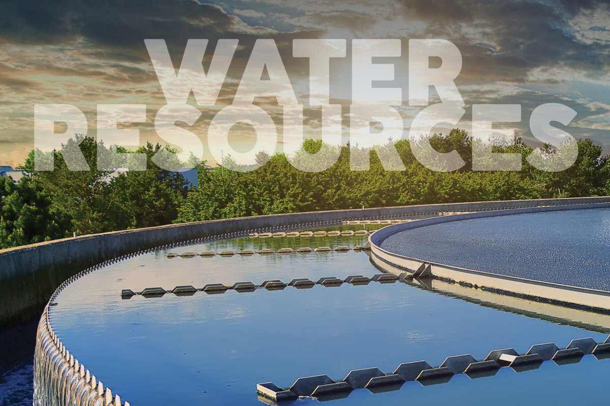 A water treatment plant and the words "water resources" on the cover of the February 2026 issue of the APWA Reporter.