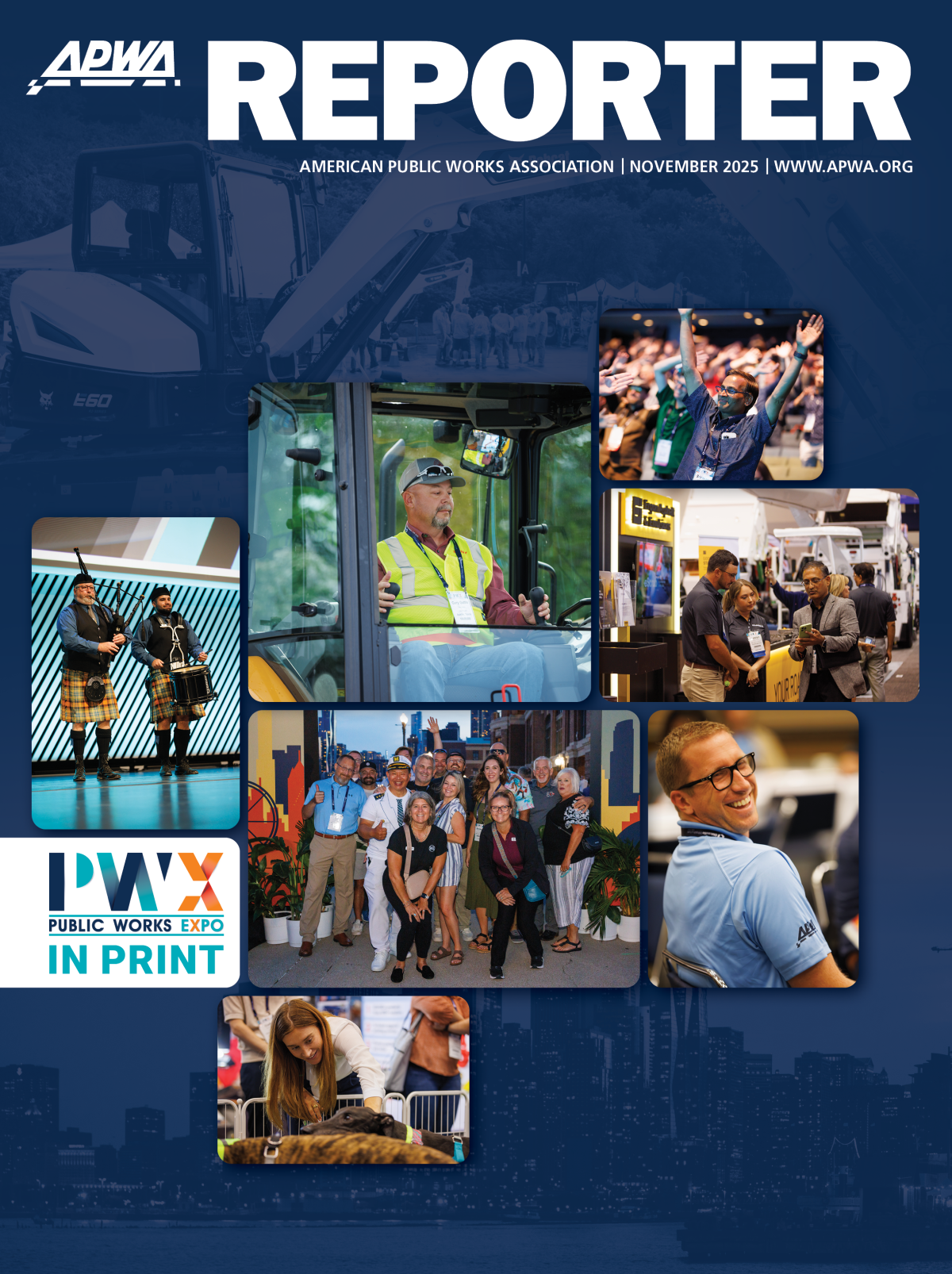 The November 2025 APWA Reporter cover with a collage of photos from PWX 2025.