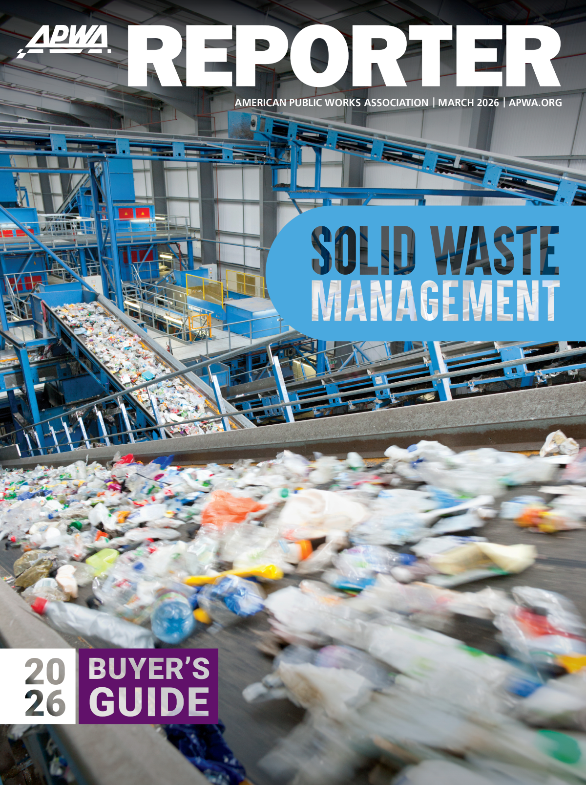Magazine cover showing trash and recycling being sorted.