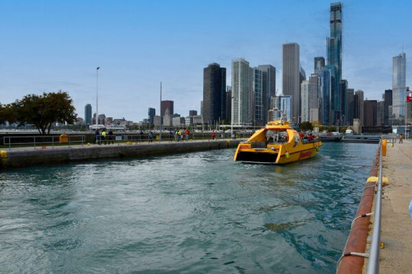 a photo of a lock on the Chicago River