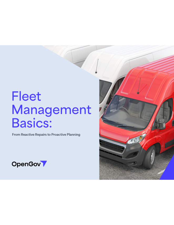 A line of trucks with the text "Fleet Management Basics: From Reactive Repairs to Proactive Planning."