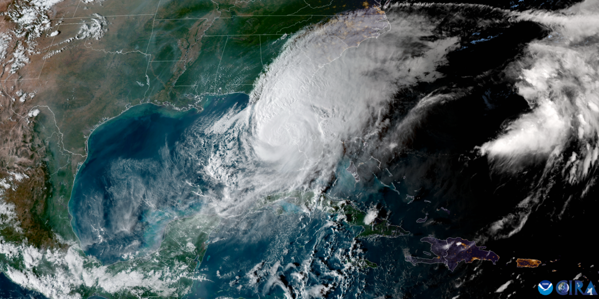 a satellite image of Hurricane Milton