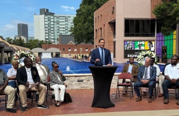 APWA CEO Scott Grayson, CAE speaks as part of a wreath-laying ceremony at the King Center in Atlanta, Georgia