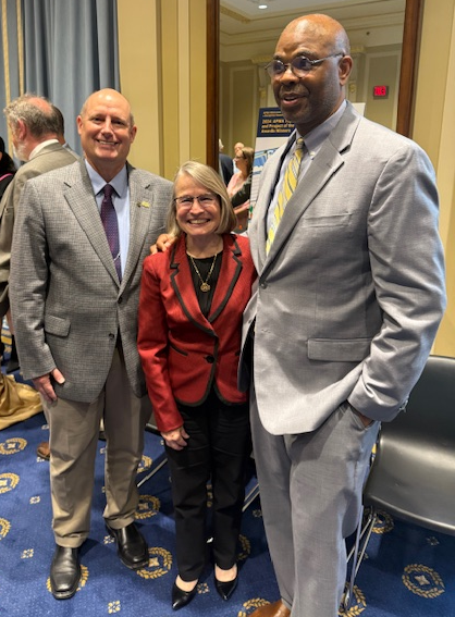 a photo of attendees at an APWA reception for the 2024 winners in the Top Ten Public Works Leaders and Projects of the Year categories