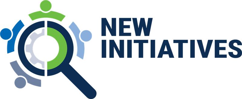 The APWA New Initiatives logo, with an illustration of people linking up around a magnifying glass.