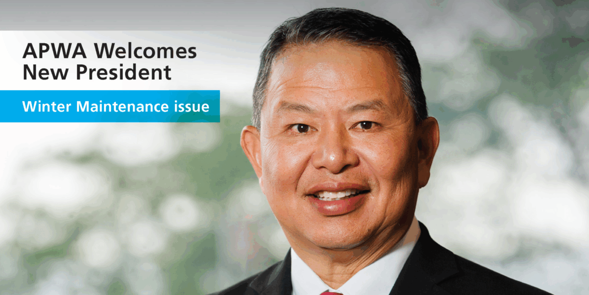APWA Reporter cover with APWA President Vic Bianes smiling