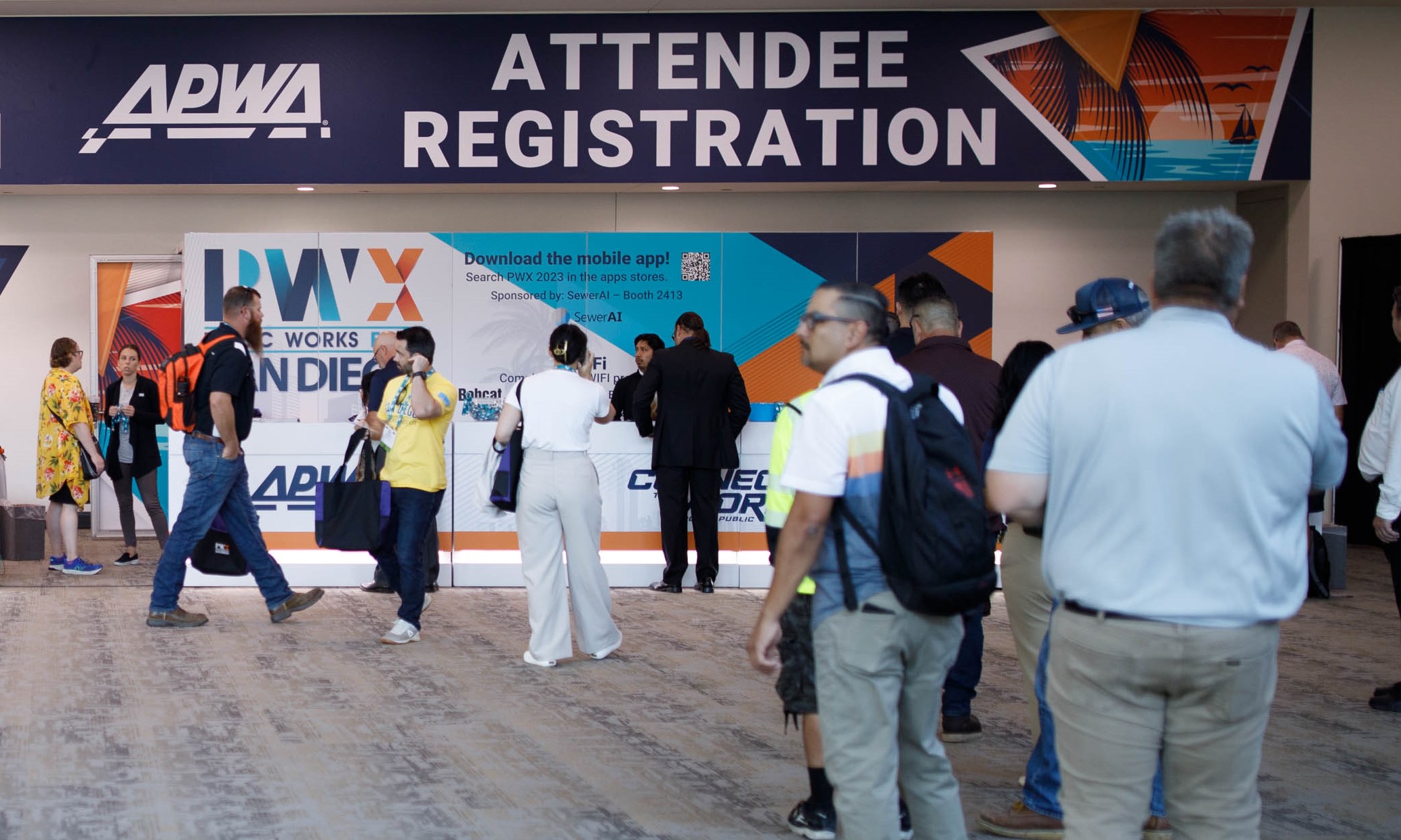 a photo of the registration area at PWX