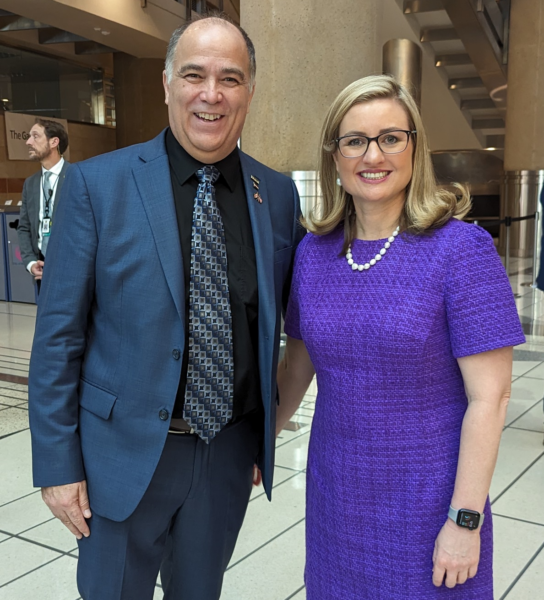a photo of APWA President Gary Losier and Phoenix Mayor Kate Gallego at an Engineering & Public Works Roadshow event