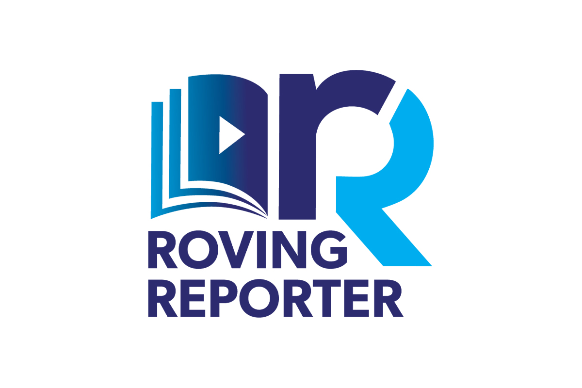 The blue "Roving Reporter" logo, with a stylized R and icon.