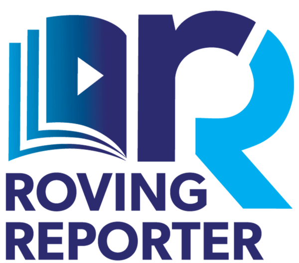 The blue "Roving Reporter" logo, with a stylized R and icon.