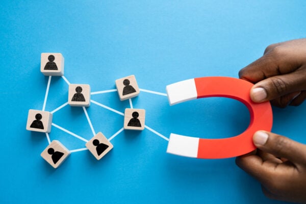 Image of magnet and square blocks to represent recruitment