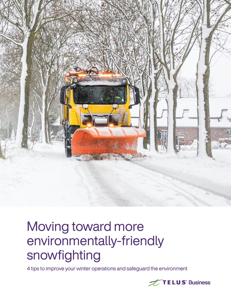 cover image of Telus' "Moving toward more environmentally-friendly snowfighting"