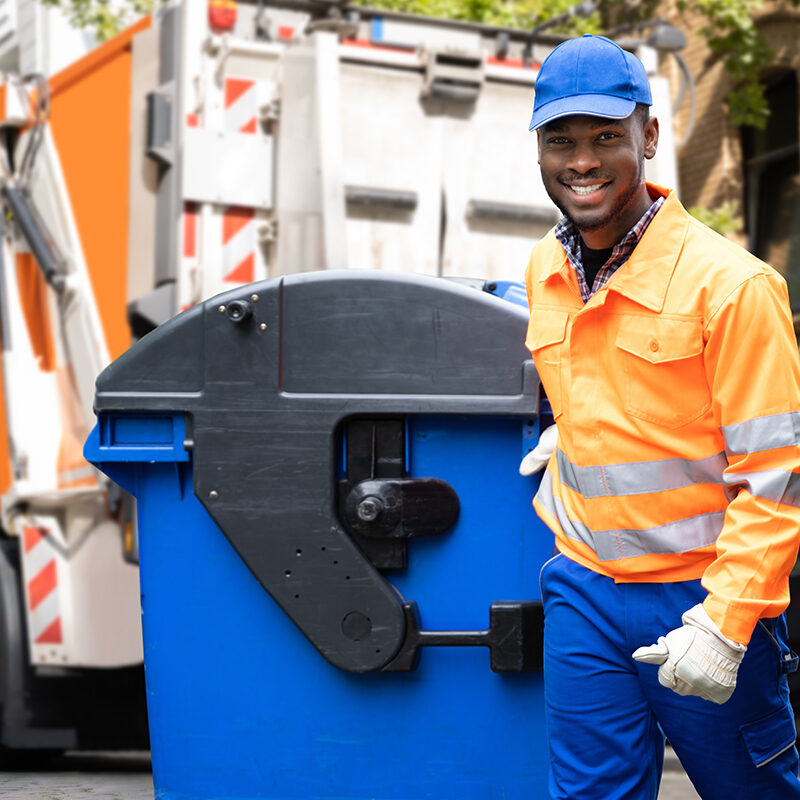 Garbage Removal Man Doing Trash And Rubbish Collection