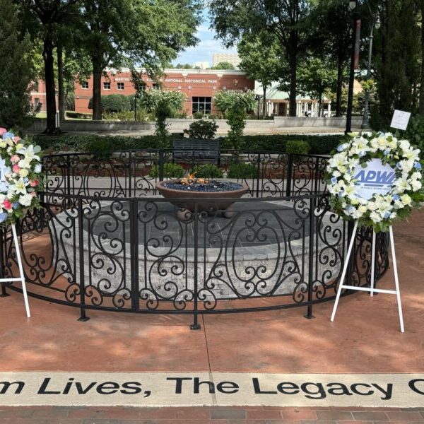 a photo of wreaths placed by APWA leadership at the King Center in Atlanta, Georgia