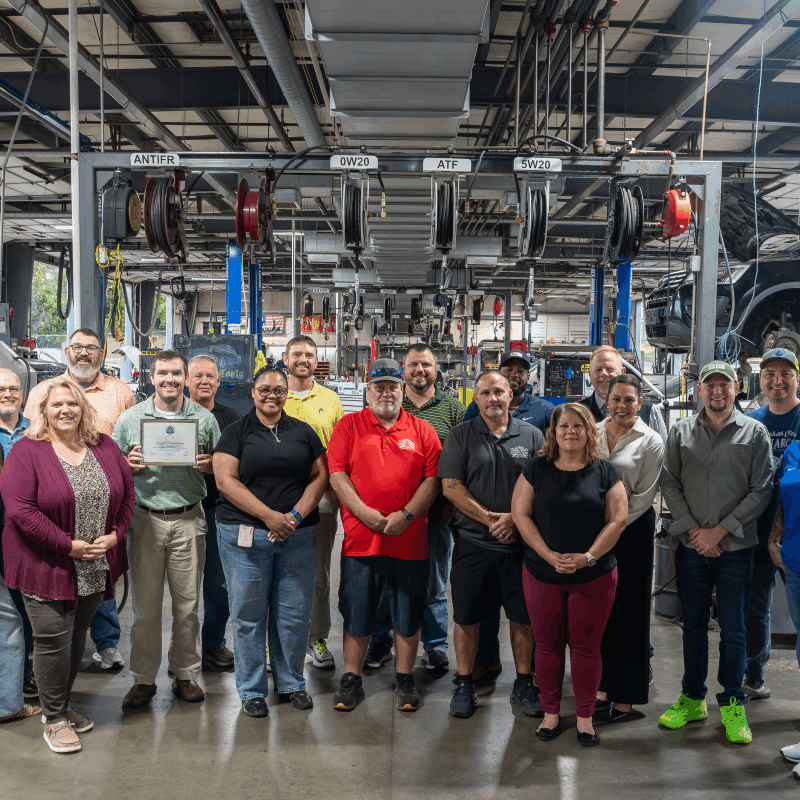 Staff from the Unified Government of Wyandotte County/Kansas City, Kansas Public Works Department smile for a photo after receiving APWA Accreditation.