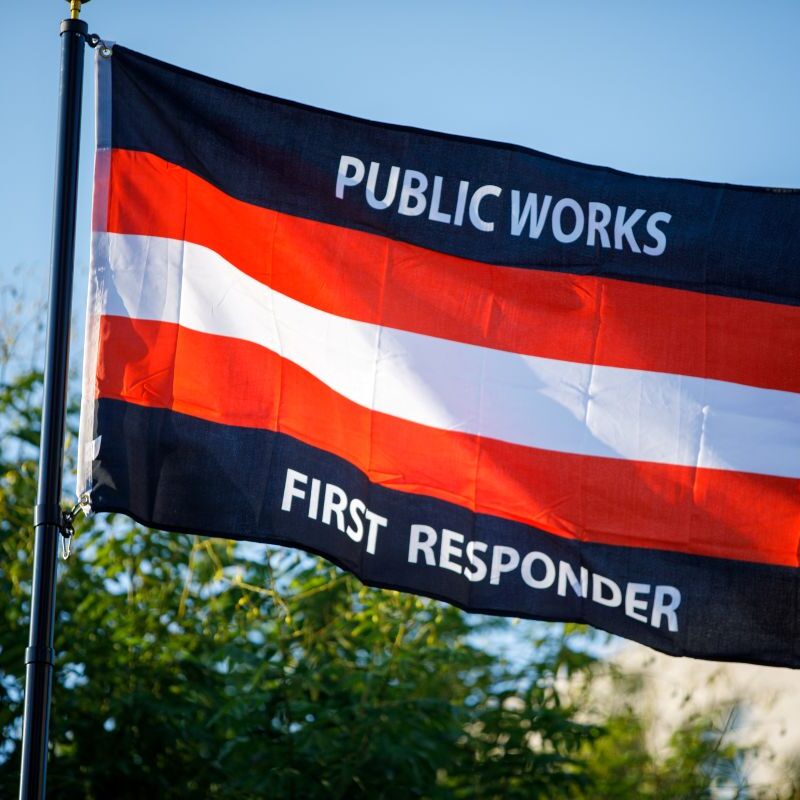 PWX24_FirstResponderFlag_2 Photo of Public Works First Responder flag on a flag pole.