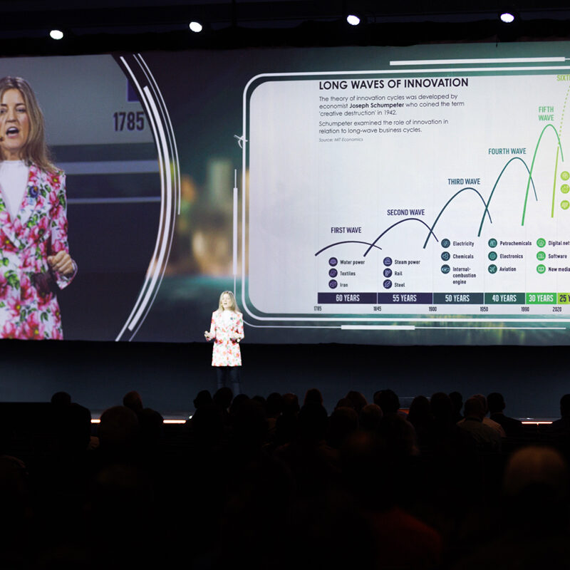 Nikki Greenberg speaks during her keynote address at PWX 2024.