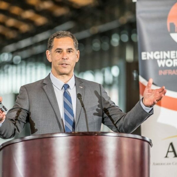 a photo of APWA CEO Scott Grayson speaking at an Engineering & Public Works Roadshow event