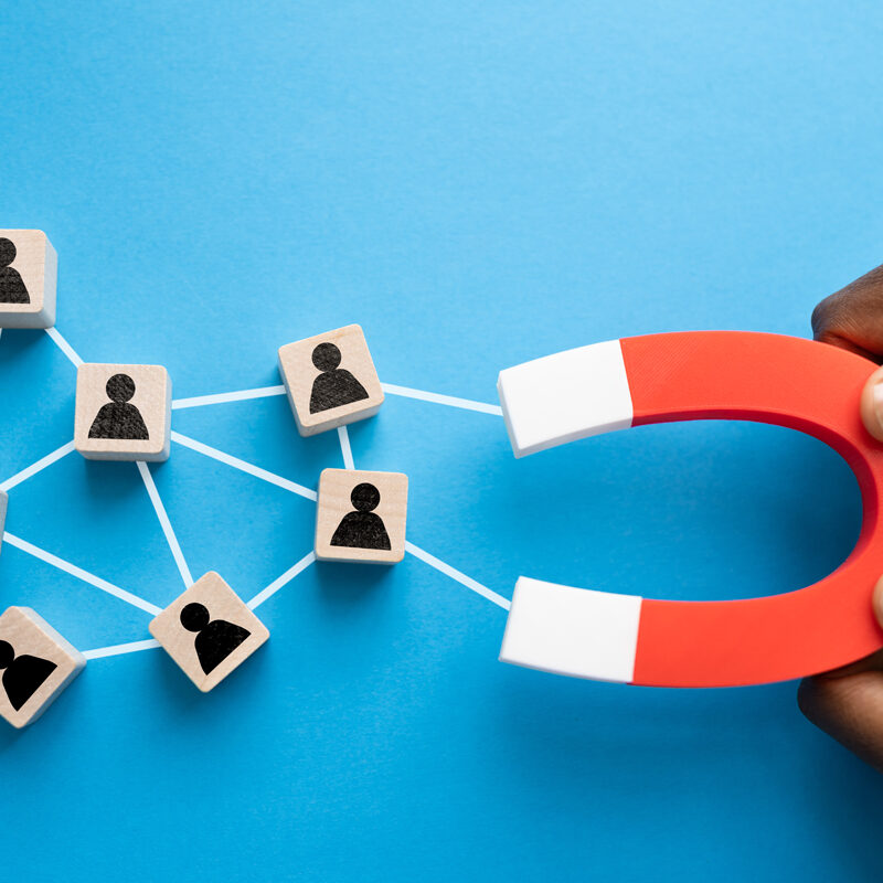 Business Lead And Customer Generation Magnet Pulling Figures