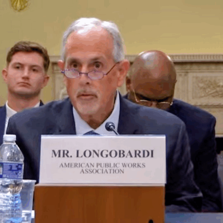 APWA Past-President Dominick Longobardi testifies before Congress.