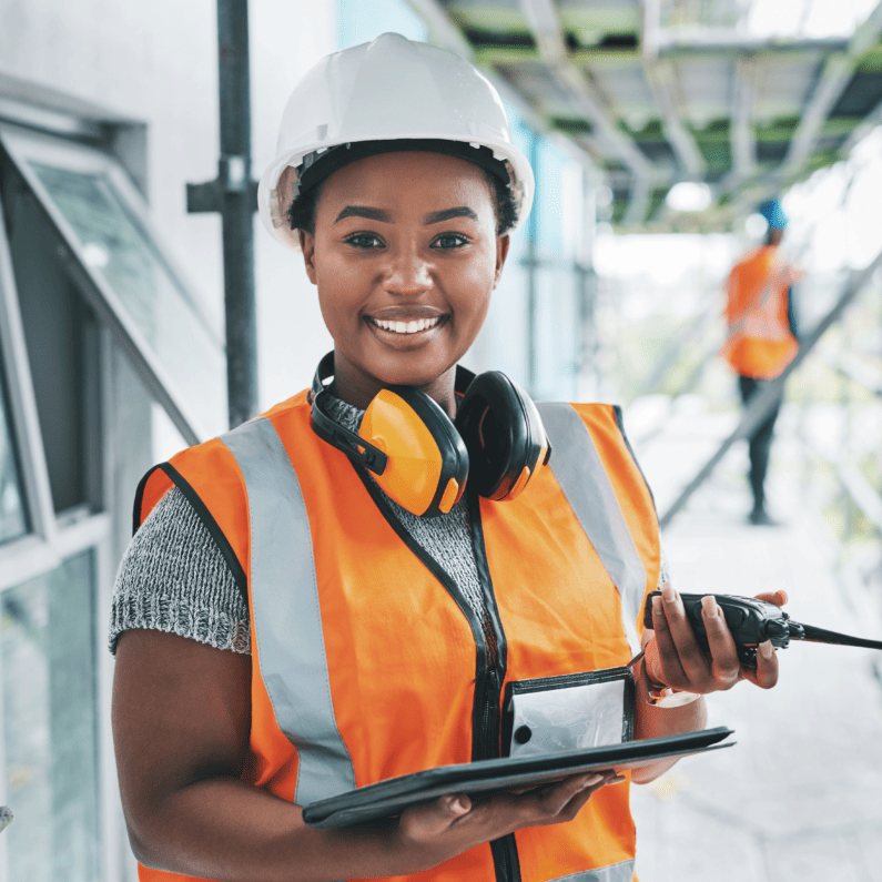 female engineer smiling