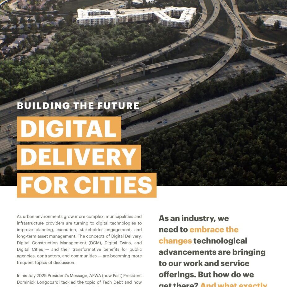 A whitepaper cover with a photo of a city and the title "Digital Delivery for Cities."